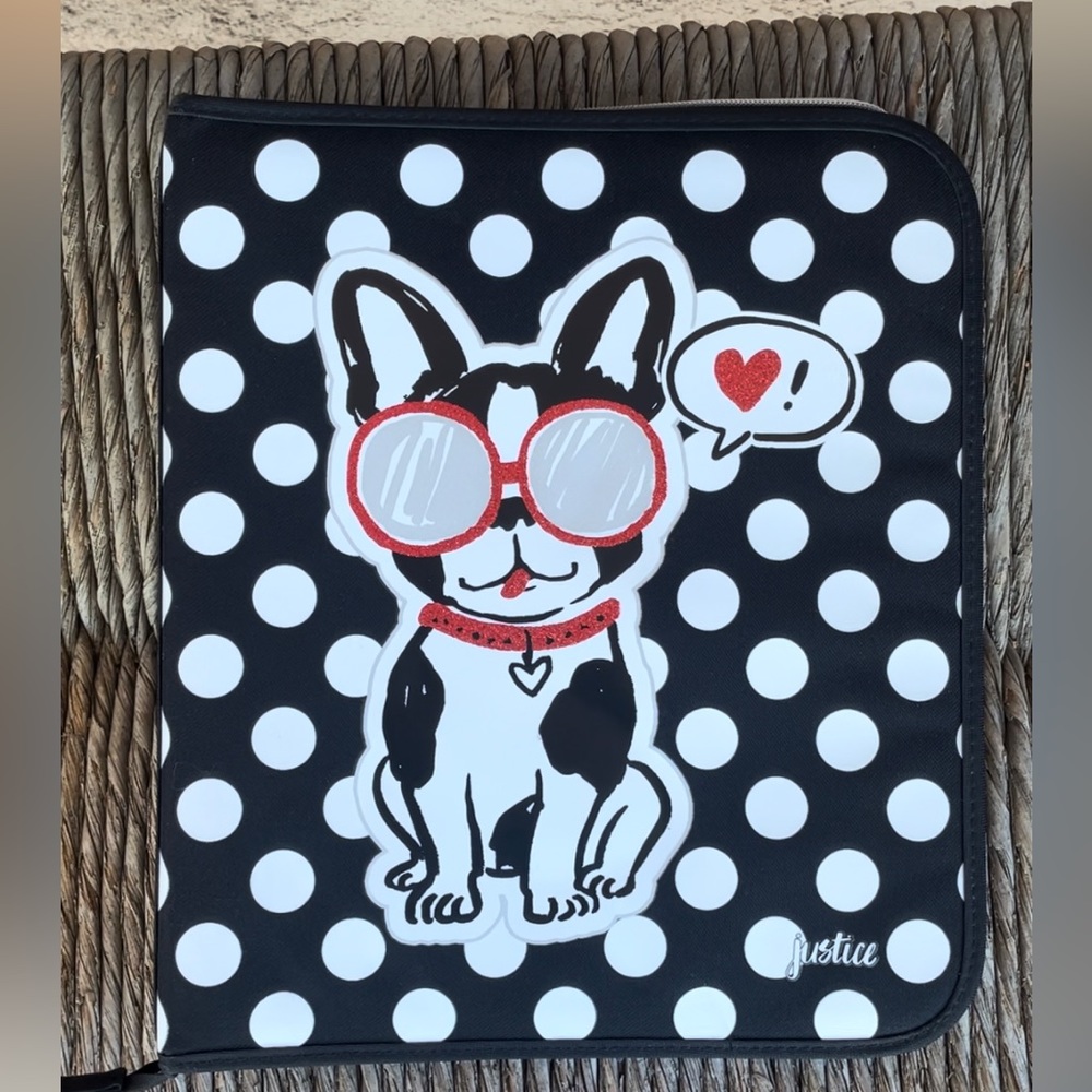 Justice French Bulldog Frenchie Boston Terrier Binder